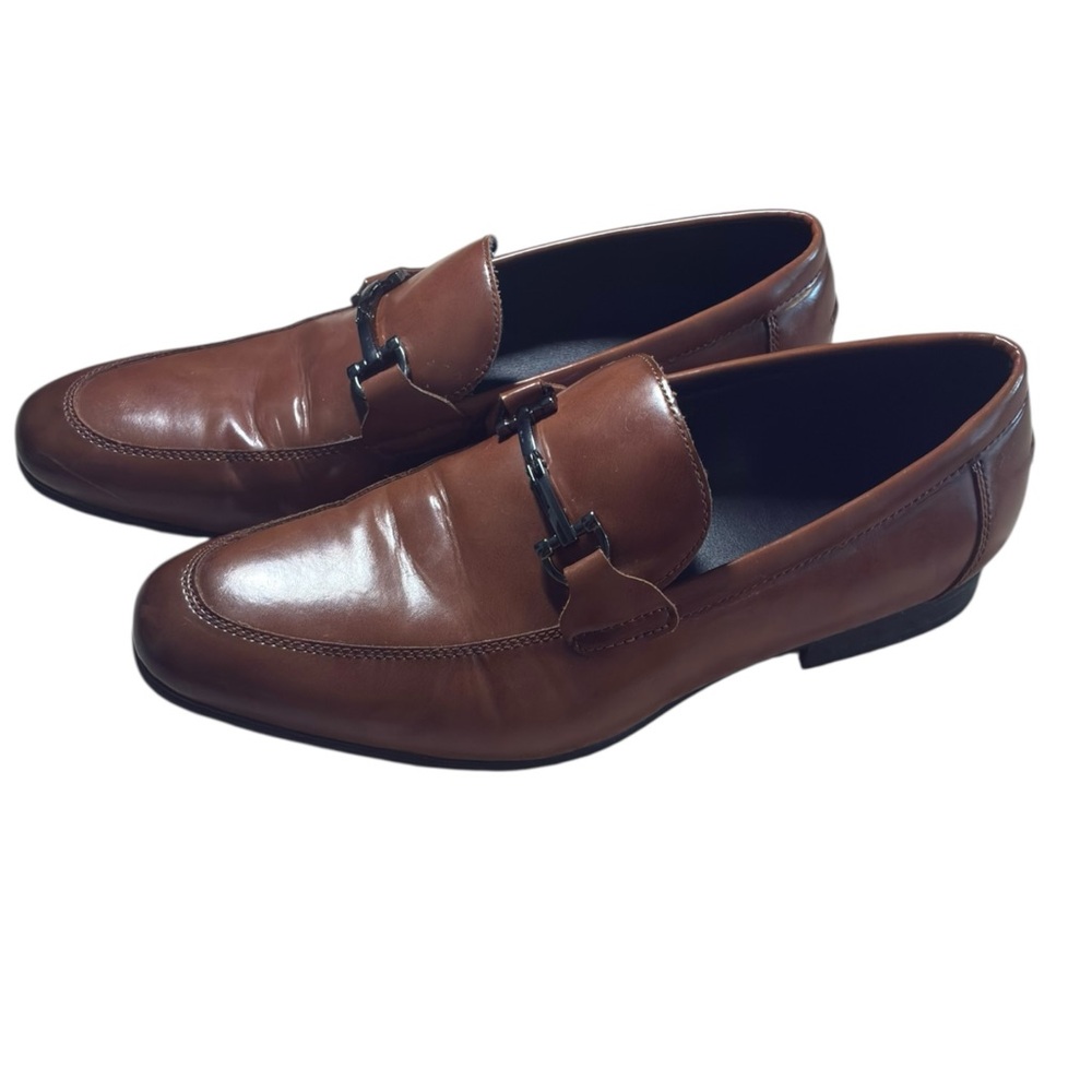 Alfani Men’s Brown Bit Loafers Slip On Dress Shoes Memory Foam Size 10.5